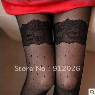 Meet Beauty,Free Shipping,2012 New Arrival ,Sexy Lace stocking,Tight Black &white dot Panty hose