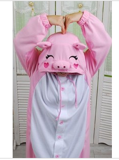 Men and women sleepwear winter lovers sleepwear cotton pink pig one piece sleepwear lounge black green pig