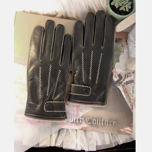 Men handmade thermal black sheepskin gloves genuine leather gloves