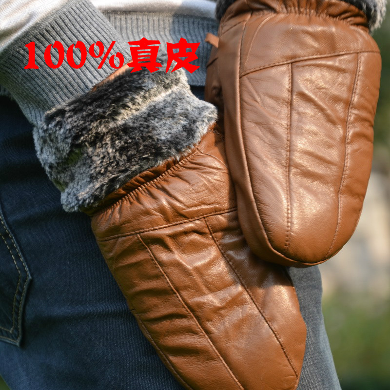 Men's women's general winter thermal outdoor ride casual sheepskin genuine leather gloves