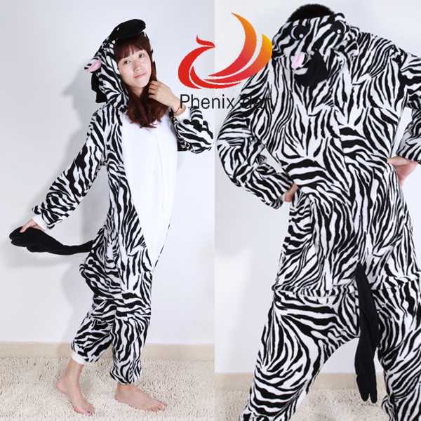 Men/Women Unisex Onepiece Zebra Cosplay Costume Jumpsuit Hooded Pajamas Pyjamas Sleepwear Free Shipping