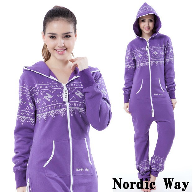 Mens Womens Ladies Unisex Purple Print Zip Up Onesie All In One Jumpsuit Playsuit