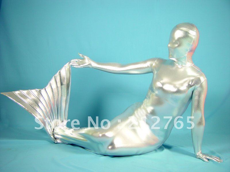 Mermaid Zentai Shaper Silvery White Glue Merlons All-inclusive Tights Z02T05