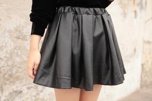 Metal quality fashion high waist short skirt bust skirt leather skirt leather short skirt w222