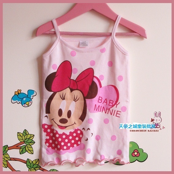 MICKEY summer 100% cotton female child MINNIE spaghetti strap vest girl's clothing children garment free shipping