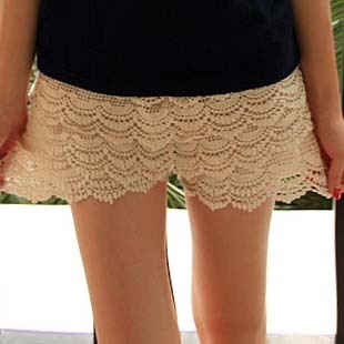 Mid waist vintage lace crochet shorts culottes legging female summer shorts cutout single-shorts