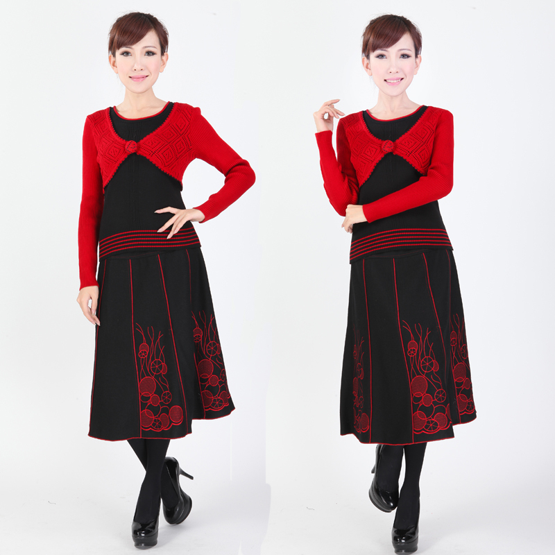 middle-age women quinquagenarian quality wool skirt beautiful mother clothing plus size 0995