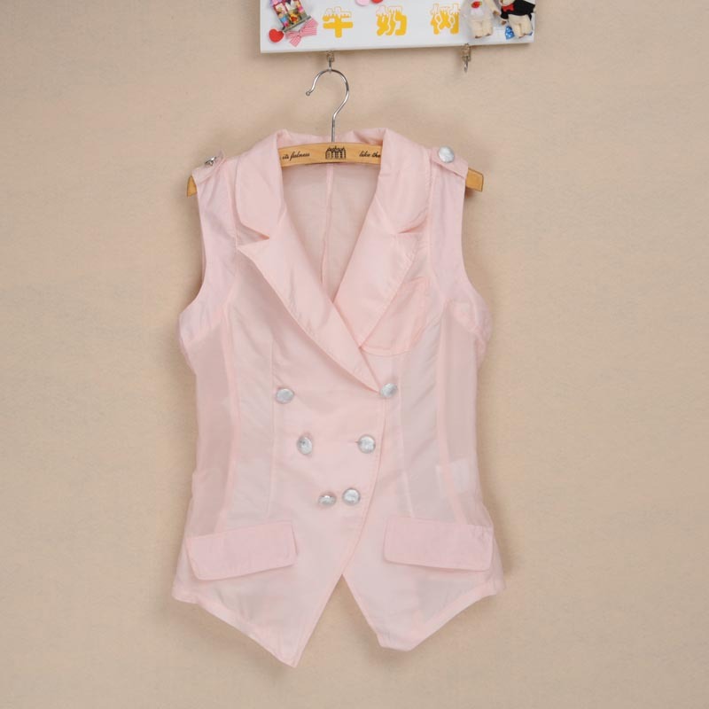 Milk vest female slim double breasted thin vest summer vest