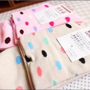 Min Order $10(mixed order) Retail  Candy color dot Ladies Cotton Socks