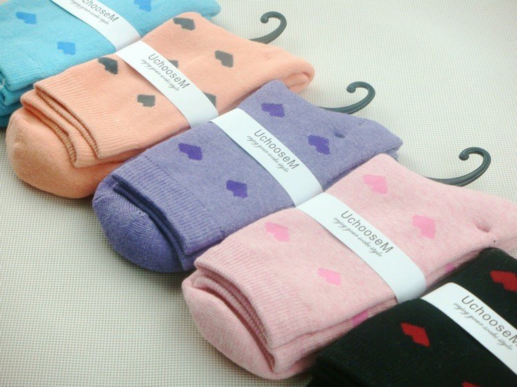 Min.Order$15 Wholesale and retail High quality fashion loving heart sock thick pure cotton socks free shipping DW2011