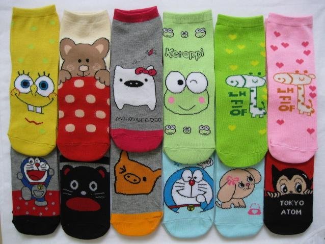 Min Order $20 (mixed order) Retail Hot Sale Lovely Cartoon Animal Socks / Cute Lady Cotton Short Sock (SM-01)