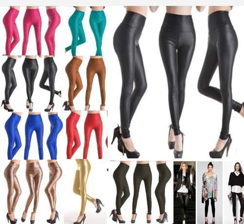 (Min.order is $10)4 Size Women's Black Stretchy Leather Look Leggings Sexy Tights High Waist Pants [CL0060]