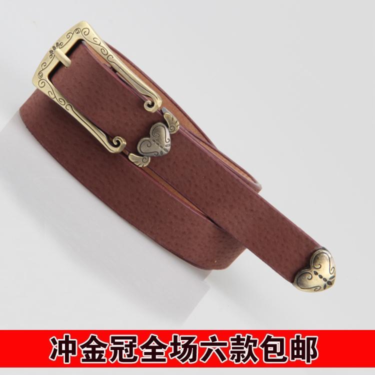 Min.order is $10 (mix order) Peach heart vintage thin belt female style genuine leather women belt decoration belt