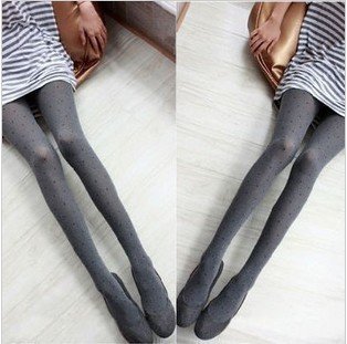 Min. order is $15 (mix order) Aq2280 Women's fashion leggings all-match polka dot black velvet jacquard pantyhose Tight