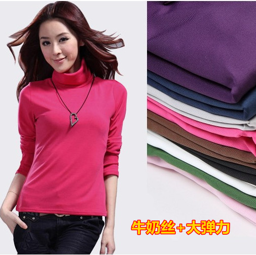 Min order is $15(mix order) Fashion 2012 milk, silk fleece women's basic turtleneck shirt slim long-sleeve basic shirt