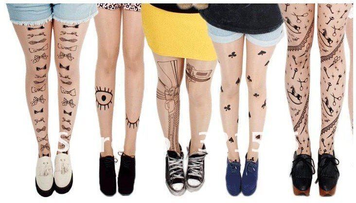 Min.order is $15 (mix order) Fashion  Women's slimly elasticity tattooing panty-hose Leggings 4080