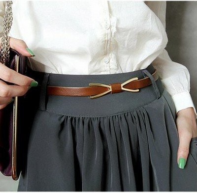 Min. order US$10 Free Shipping G2770 women's thin belt bow metal buckle all-match belt all-match faux leather thin belt