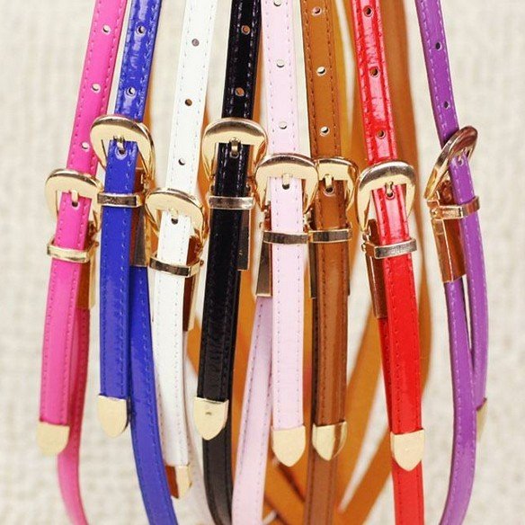 Min. order US$10 Free Shipping G3429 all-match genuine leather women's candy color thin belt decoration fashion female belt