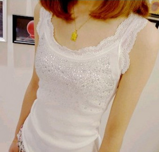 Min USD 15 Free shipping 2012 sexy mantianxing rhinestones rhinestone lace decoration threads basic small vest