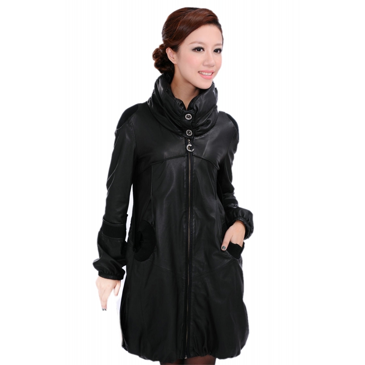 Minerva2012 leather down coat female medium-long leather clothing female long design plus size outerwear aa102