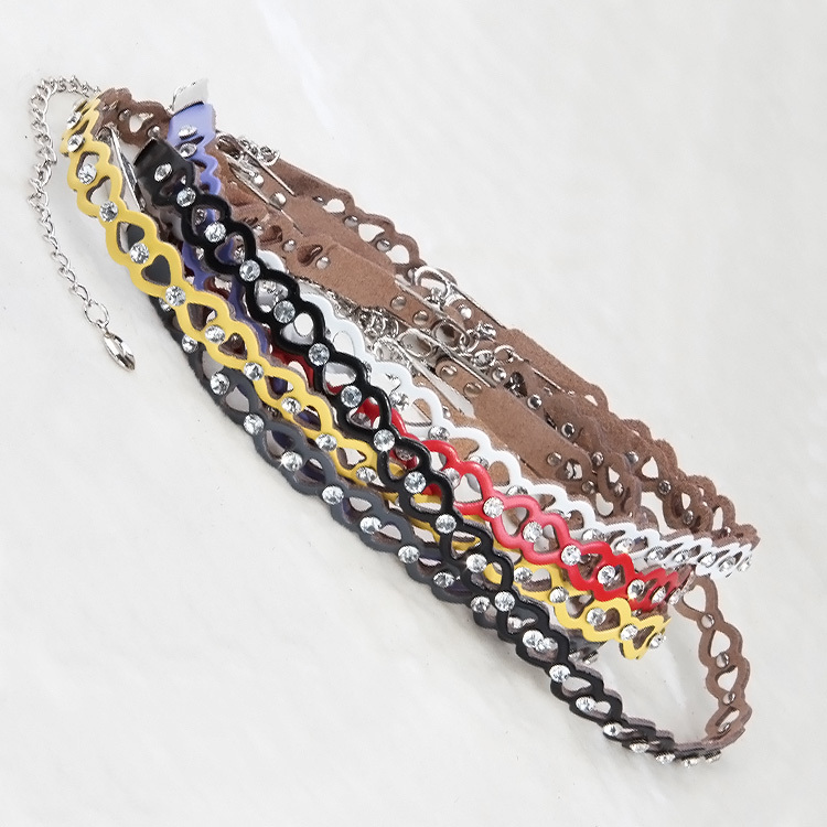 Mini order$15 Genuine leather belt female heart cutout rhinestone thin belt first layer of cowhide strap