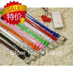 Minimum order quantity is 10 dollarsAll-match elegant thin belt candy color strap super bright japanned leather belt yd2