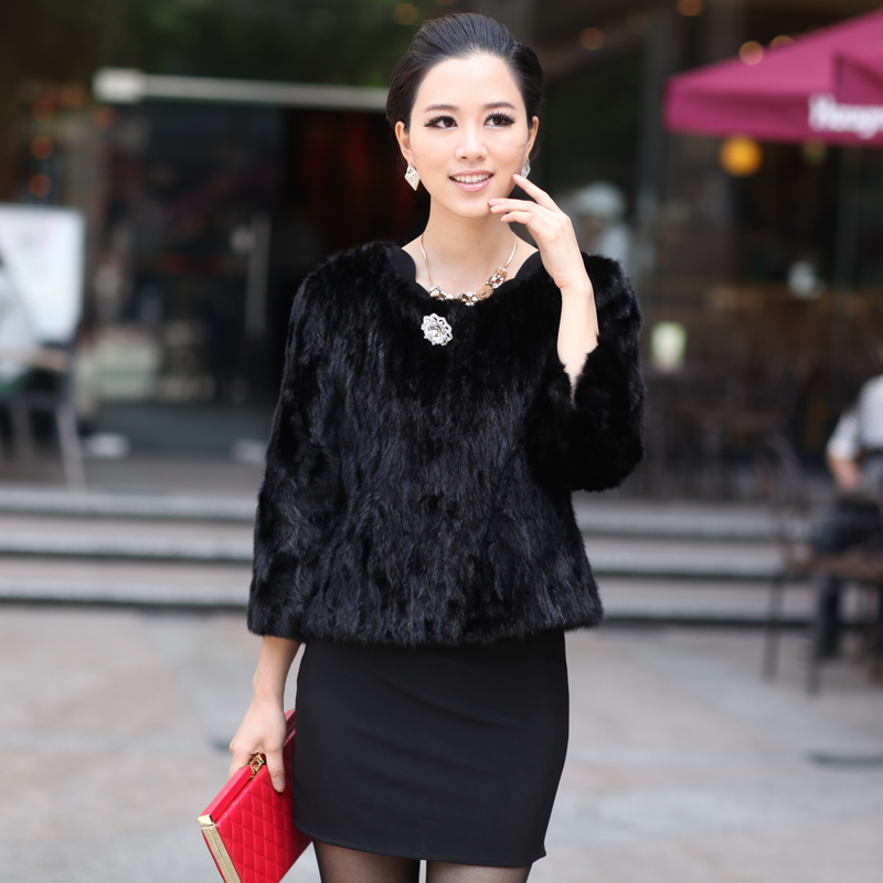 Mink 2012 genuine leather clothing fur women's short design outerwear fight mink wrist-length sleeve