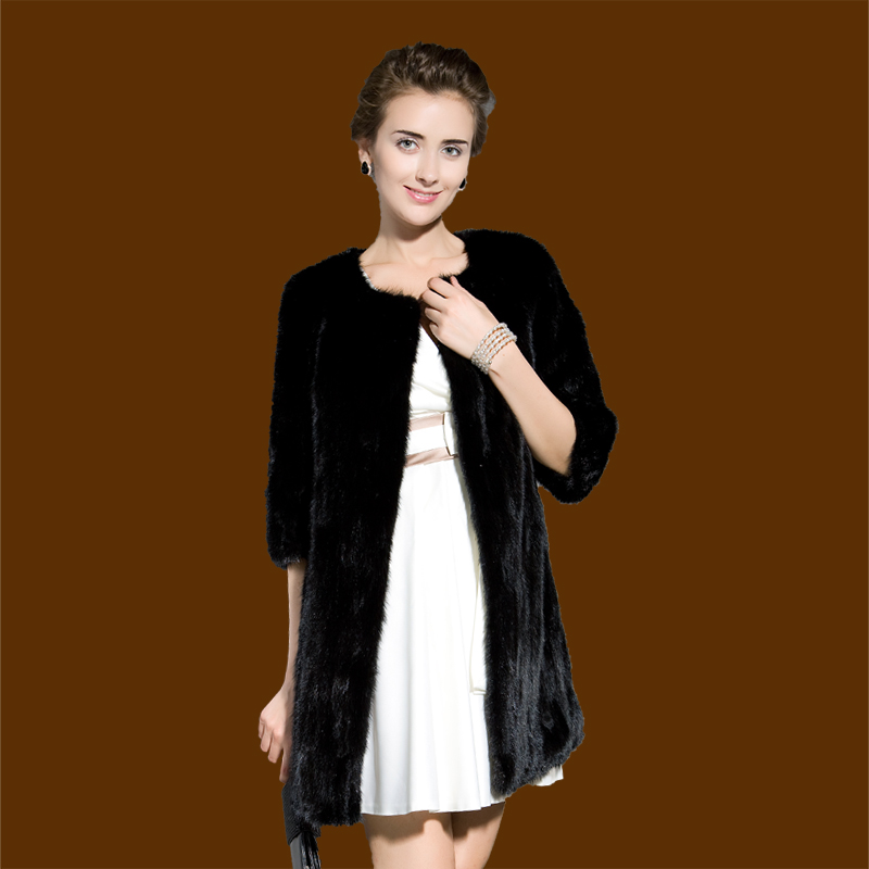 Mink fight mink marten overcoat female medium-long women's fur coat s029