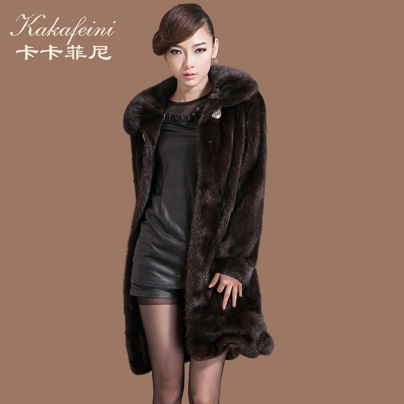 Mink fur coat long design fur overcoat mink Women 2012