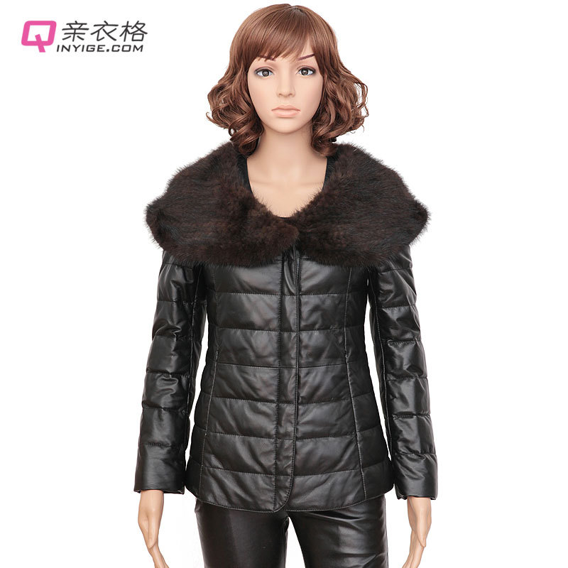 Mink hair knitted down coat genuine leather short design leather clothing 2012 new arrival sheepskin female outerwear clothing