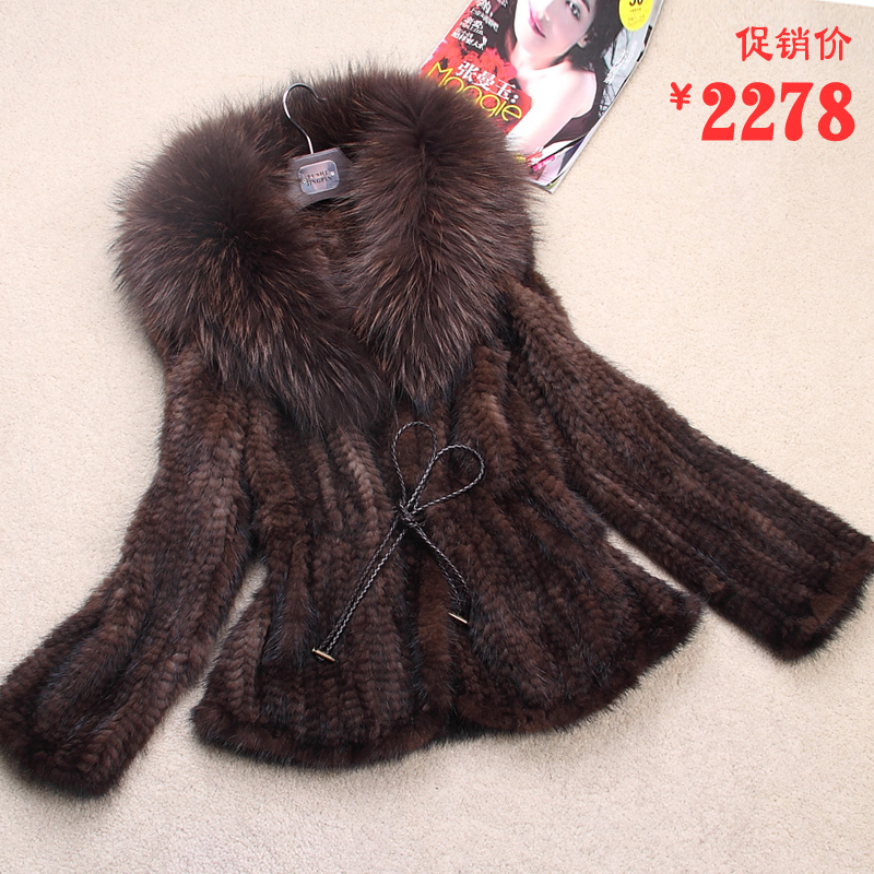 Mink hair knitted fur coat mink knitted clothes autumn and winter mink women's raccoon fur