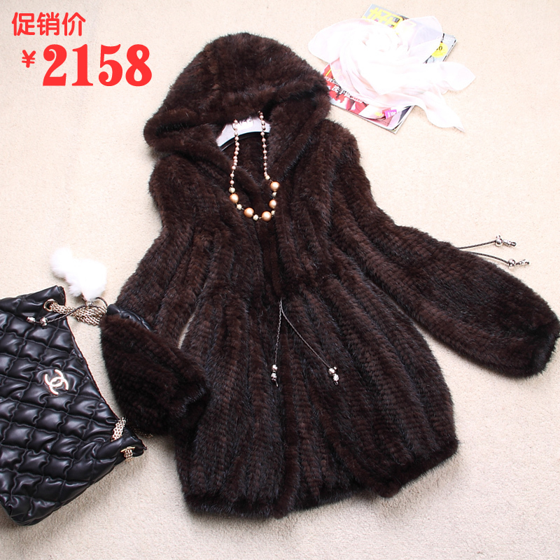 Mink hair knitted lantern sleeve plus size fur coat big women's mink clothes