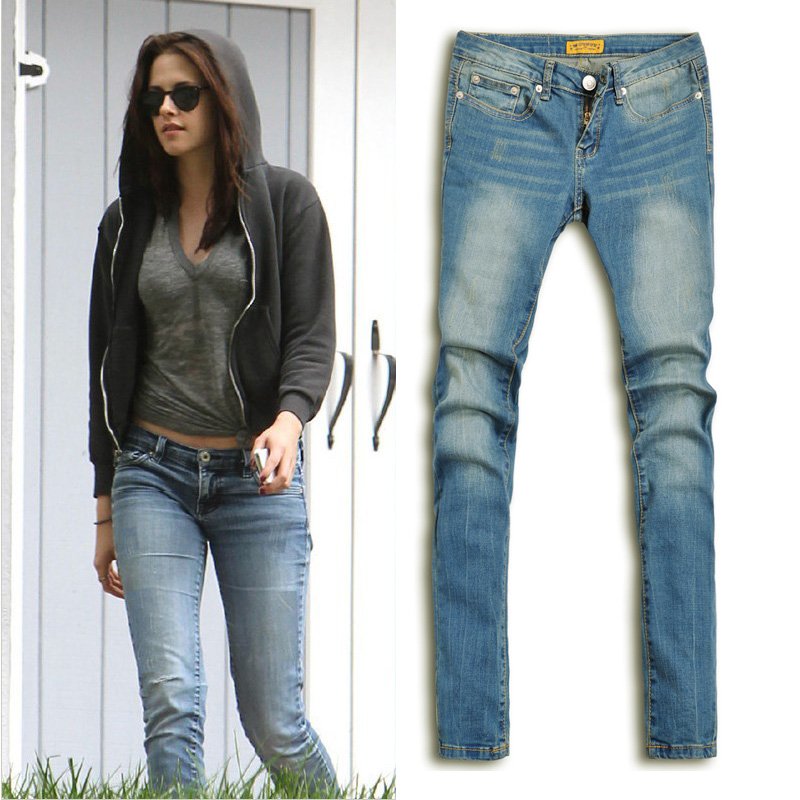 MISS original single extremely thin Slim hip explosion models female models pencil trousers / pants feet jeans women 's long pan