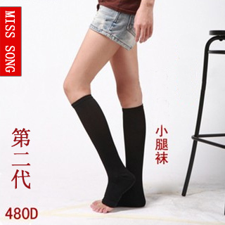 Miss song thick stovepipe legs stockings thin leg pressure socks calf socks open toe