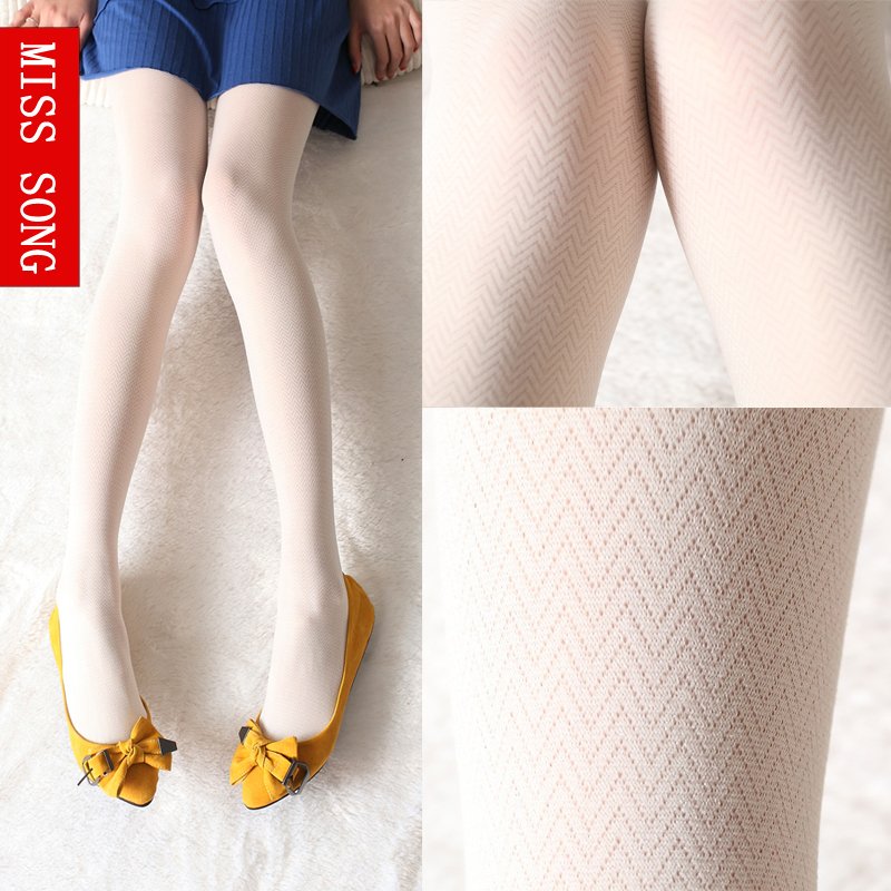 Miss song vintage stockings ultra-thin chevron jacquard white pantyhose cutout socks female