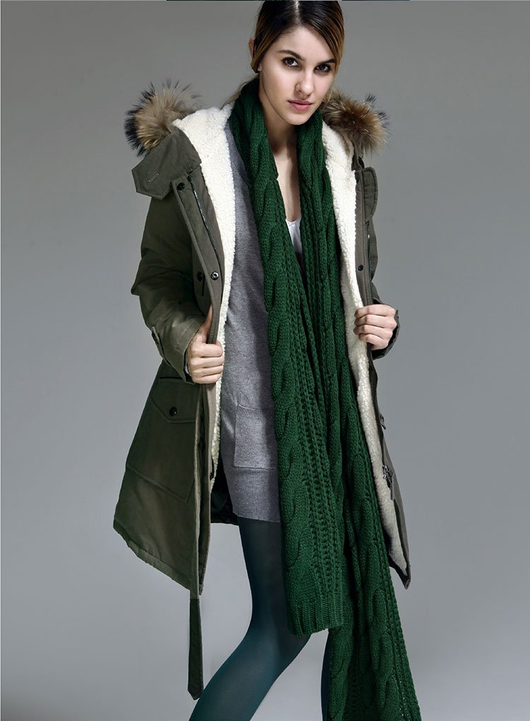 [Missin] New Arrival Brand Ladies Down Coat Fox Fur Collar Fashion Long Jacket 3 Color