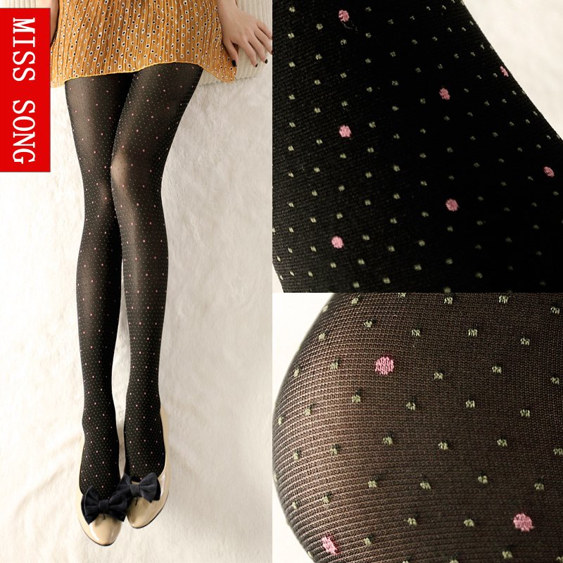 Misssong vintage stockings jacquard multicolour round dot polka dot velvet spring and autumn pantyhose