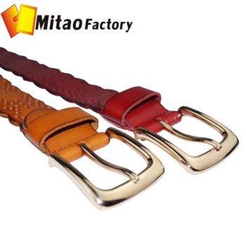 Mitao Factory Free shipping Best Selling genuine cow leather waist belt for woman/ Elastic belt/ Distressed leather belt