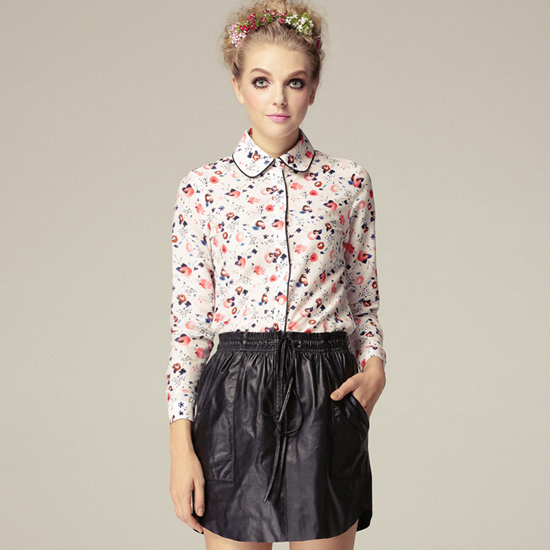 Miuco 2012 fashion elastic waist black sheepskin genuine leather short skirt