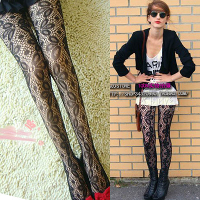 MIX-ORDER 10USD Fashion Fishnet Women's Stockings Sexy Lace Flower Black Tight Leggings Free Shipping #P0011-609