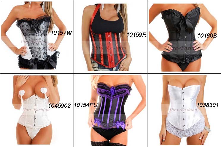 Mix Order Wholesale Dropship Sexy Corset Lingerie Underwear Bone Corset Underbust Overbust Corset Outwear 6/Lot Free Ship