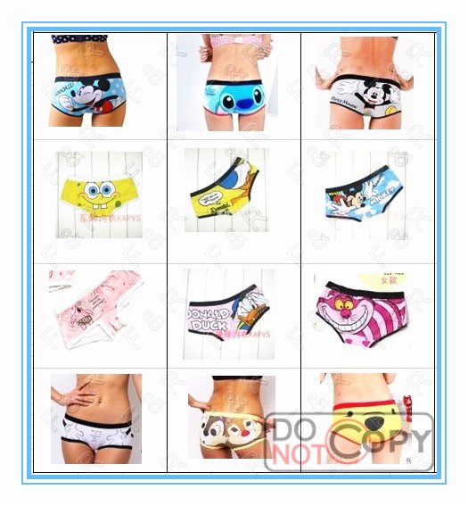 Mix Styles Wholesale(16 styles),New Cartoon Women Underwear,Cotton&Printed Teenage Panties,Gril/Student Briefs,Lovely&Sexy!