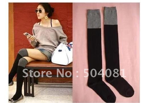 Mixed colors knee socks knee-high stockings Two Tone Cute Over the Knee /Boots sox/ladies's /knitted sock colored stockings