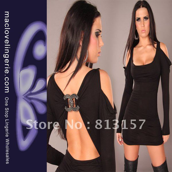 ML17641 Free Shipping 2012 New Sexy Black Off Shoulder Tank TOp Clubwear Tops Mini Dress Sexy