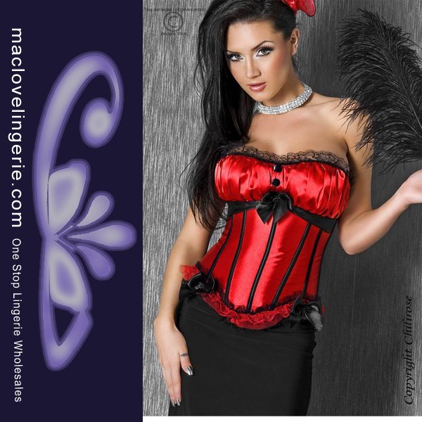 ML4041 Promotion!! 2012 Fashion New Sexy Front Three Bows Red Lace up Satin Corset with G-String High Quality Corset