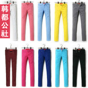 Mlichild charm candy colored pencil pants plus size pants jeans boot cut jeans