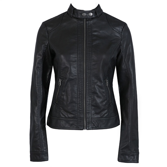 Mm female motorcycle PU water washed leather stand collar slim outerwear leather jacket plus size available leather clothing