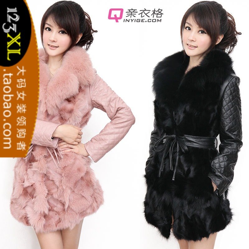 Mm plus size fox fur 012 women's medium-long sheepskin fox fur outerwear