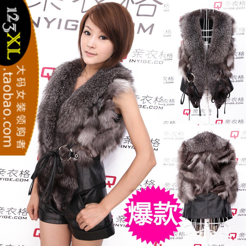 Mm plus size fur fashion all-match fox fur sheepskin vest y