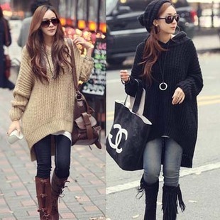 Mm plus size sweater outerwear sweater the trend of irregular sweep with a hood sweater clothes